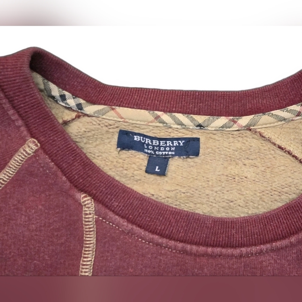 Burberry London Men’s L Burgundy Crewneck Sweatshirt - Picture 3 of 11